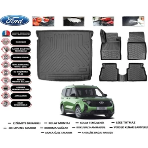Ford Tourneo Courier 2025 Model Bagaj Havuzu Araca Özel Paspas Takımı Flex