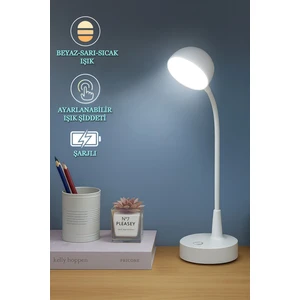 Şarjlı Dokunmatik LED Ders Çalışma Masa Lambası Beyaz Sarı Sıcak Işık Ayarlanabilir Işık Şiddeti