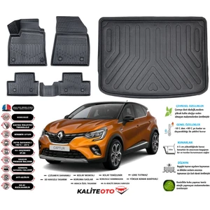 Renault Captur 2023 Model Üst Esnek Bagaj Havuzu Araca Özel Siyah Kokusuz Paspas Takımı