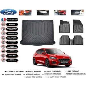 Ford Focus 4 Hb 2023 Model Ince Stepne Bagaj Havuzu Araca Özel Paspas Takımı Flex