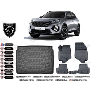 Peugeot 2008 2025 Model Alt Bagaj Havuzu Araca Özel Siyah Extra Havuzlu Paspas Takımı
