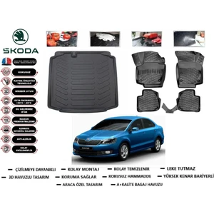 Skoda Rapıd Sedan 2015 Model Bagaj Havuzu Araca Özel Paspas Takımı Flex