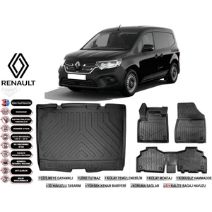 Renault Kangoo 2025 Model Bagaj Havuzu Araca Özel Siyah Extra Havuzlu Paspas Takımı