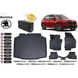 Skdoa Kamiq 2025 Model Bagaj Havuzu+4d Araca Özel Havuzlu Paspas Takımıı Rice