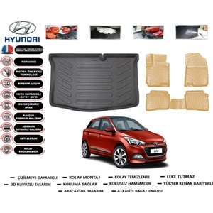 Hyundai I20 2017 Model Bagaj Havuzu(Paspası)+Araca Özel Bej Paspas Takımı Flex
