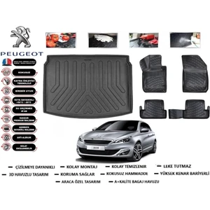 Peugeot 308 2014 Model Bagaj Havuzu Araca Özel Paspas Takımı Prrox
