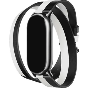 Xiaomi Mi Band 10 / 9 / 8 Uyumlu Premium Deri Çift Sarmal Tokalı Kordon Bileklik Kayış (Metal Pimli)