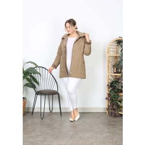 Su Itici Mont, Kapitone, Büyük Beden, Kapüşonlu, Içi Yumuşak Kürklü, Kışlık Mont