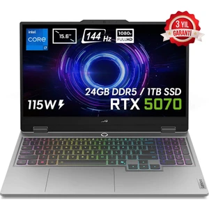 LOQ Intel Core i7 13650HX 24GB 1TB SSD RTX5070 Freedos 15.6" FHD 144Hz IPS Taşınabilir Bilgisayar 83JE00EWTR