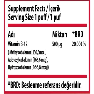 Bork Multi Cobalamin B12 Sprey 20 ml – Hızlı Emilim, 3 Aktif B12 Formu ile Enerji ve Kan Desteği