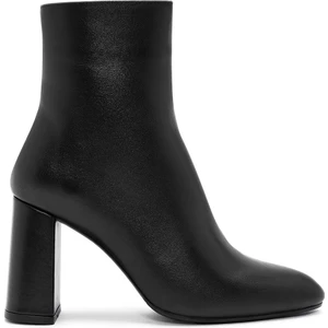 Kadın Siyah Fermuarlı Kalın Yüksek Topuklu Deri Bot 25WFD131418