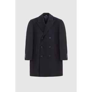 D'S Damat Lacivert Balıksırtı Kruvaze Palto Uzun Kol Astarlı Erkek Günlük Kullanım