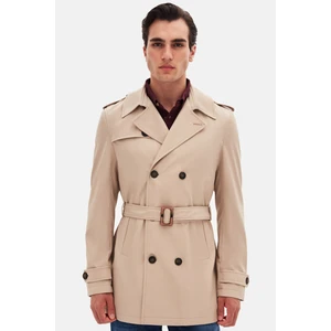 Ds Damat Regular Fit Koyu Bej Apoletli Beli Kemerli Pardösü/trenckot 1HF08ORT00013