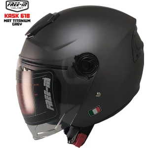618 Güneş Vizörlü Açık Kask (Mat Tıtanyum)