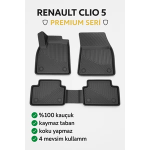 Renault Clio 5 E-Tech 2023+ Uyumlu 3D Havuzlu Oto Paspas 