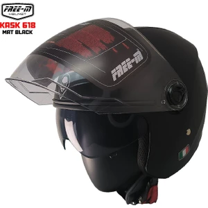 618 Güneş Vizörlü Açık Kask (Mat Siyah)