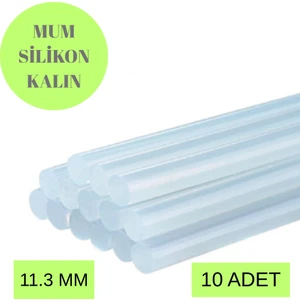 Kalın Şeffaf Sıcak Mum Silikon 11.3 mm 30CM 10 Adet
