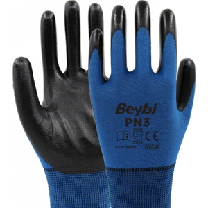 Pn3 Mavi Nitril Polyester Örme Bahçe Işçi Eldiveni Xl No:10