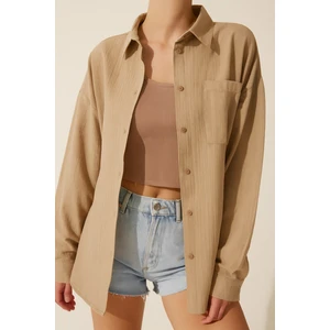 Oversize Cepli Müslin Kadın Gömlek