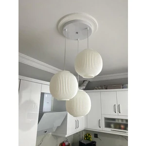 Dolunay 3’lü Avize Modern Sarkıt Bohem Beyaz Yuvarlak Salon Mutfak Yemek Masası Aydınlatma