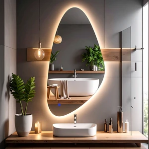 Alvora Günışığı Led'li Lazer Kumlamalı Lavabo & Banyo Aynası (Dokunmatik Sensörlü)