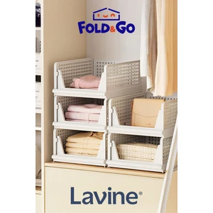 (3 Adet) Lavine Fold&go Çok Amaçlı Kayar Raf Dolap Içi Kıyafet ve Ev Aksesuarı Düzenleyici ”beyaz”
