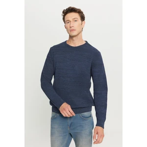 Altınyıldız Classics Erkek Indigo-siyah Standart Fit Normal Kesim Bisiklet Yaka Desenli Triko Kazak