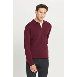 ALTINYILDIZ CLASSICS Erkek Bordo Tüylenme Yapmayan Anti Pilling Kumaş Standart Fit Normal Kesim Polo Yaka Triko Kazak