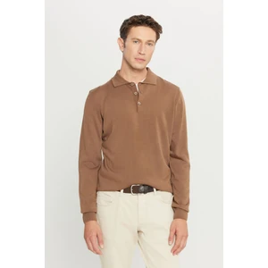 ALTINYILDIZ CLASSICS Erkek Vizon Tüylenme Yapmayan Anti Pilling Kumaş Standart Fit Normal Kesim Polo Yaka Triko Kazak