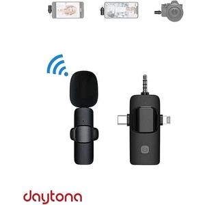 K9-C1 Wireless 3ın1 Kablosuz Type-C - Lightning 3,5mm Jak - Tekli Kablosuz Yaka Mikrofonu