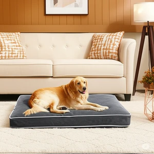 Lüks Visco Dolgulu Dayanıklı Fermuarlı Yıkanabilir  Kedi Köpek Yatağı Xxl 85X125X10CM