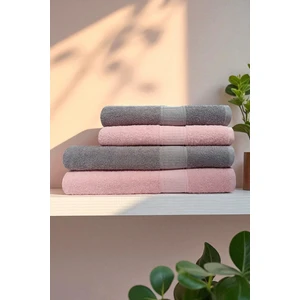 90X150 & 50X90 cm – Petek 4'lü Banyo Havlu Seti