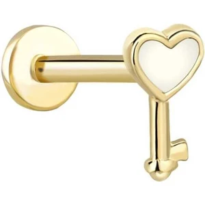 Beyaz Kalp Anahtar Tragus Piercing