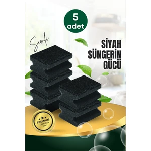 5 Adet Oluklu Siyah Simli Bulaşık Süngeri – Özel Dokulu Dayanıklı Pinterest Temizlik Süngeri Seti