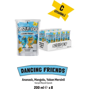 Sızzle-Pop Dancıng Frıends Ananas Mango Yabanmersini Meyve Suyu 200 ml x 8 Adet
