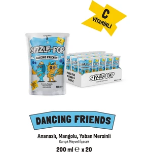 Sızzle-Pop Dancıng Frıends Ananas Mango Yabanmersini Meyve Suyu 200 ml x 20 Adet