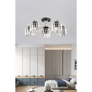 ESSLİGHT ESMA 5 Lİ KROM PLAFONYER AVİZE (KRİSTAL TAŞLI) SALON MUTFAK YATAK ODASI GENÇ ODASI OFİS