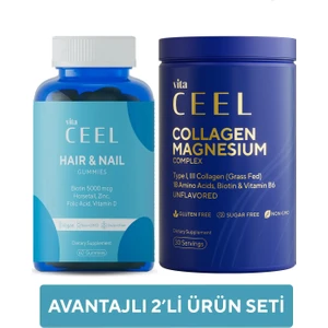 Vita Ceel 2'li Saç&tırnak Vitamini ve Magnezyum Complex Diyet Takviyesi Collagen Tip 1, 3