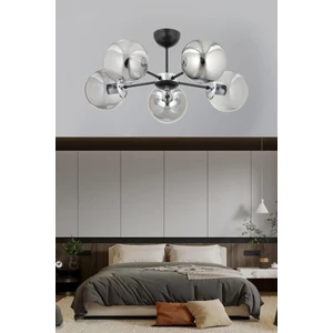 ESSLİGHT GÜNEŞ 5 Lİ PLAFONYER AVİZE FÜME GLOB CAMLI MODERN DEKORATİF AYDINLATMA