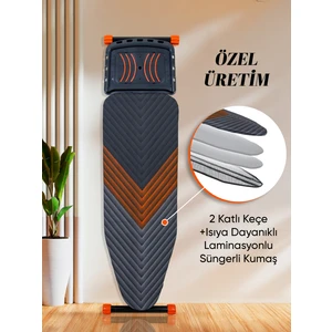 CM-0610 Sahra Lux Desenli Ütü Masası – Monoblok Sac Tabla, 290°C Dayanıklı Silikon Altlık, 43x125 cm Ergonomik Tasarım