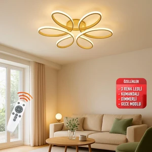 St Aydınlatma Luxor 60 cm 3 Renk,kumandalı Salon,Oturma Odası,Yatak Odası için Plafonyer Avize