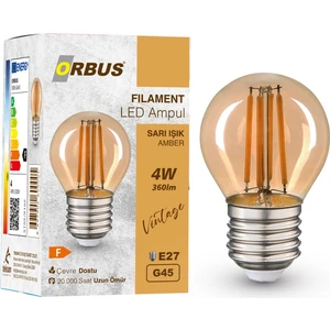 GA45 4W Filament Bulb Mini Top Amber E27 300LM Ampul - 2200K Sarı Işık