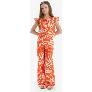 Kız Çocuk Wide Leg Geniş Paça Desenli Beli Lastikli Pamuklu Pantolon D7610A825SM