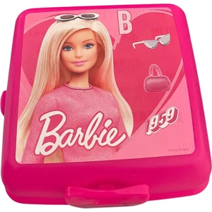 Barbie Beslenme Kutusu Pembe 4 Bölmeli Kız Figürlü 1 Adet Yemek Saklama Kabı Pembe Beslenme Çantası