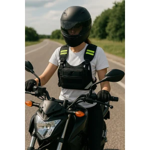 Reflektörlü Motorcu Göğüs Çantası – Su Geçirmez, Çok Cepli Yeni Nesil