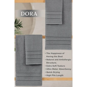 4 Lü Banyo Havlusu Seti Dora Gri - 70X140cm x2 / 50x90cm x2