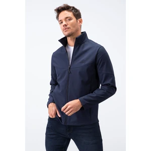 Lacivert Fermuarlı Dik Yaka Su ve Rüzgar Geçirmez Softshell Erkek Mont - 88050