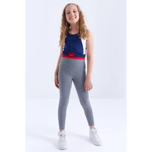 Tommy Life Gri Melanj Yüksek Bel Dar Paça Kız Çocuk Tayt  - 75047