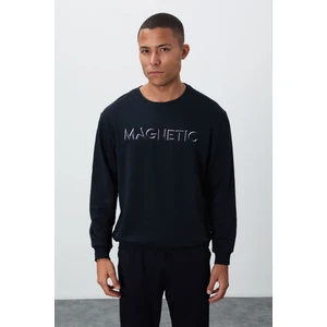 Tommy Life Lacivert Yazı Nakışlı O Yaka Rahat Form Erkek Sweatshirt - 88020