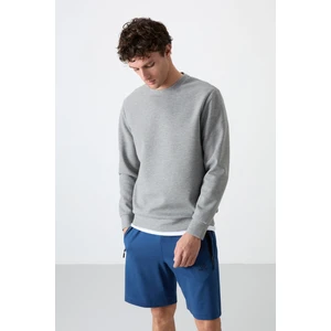 Tommy Life Gri Melanj Basic O Yaka Rahat Form Erkek Sweatshirt - 88053